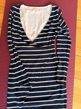 Kookai Navy and White Striped Long Sleeve Dress